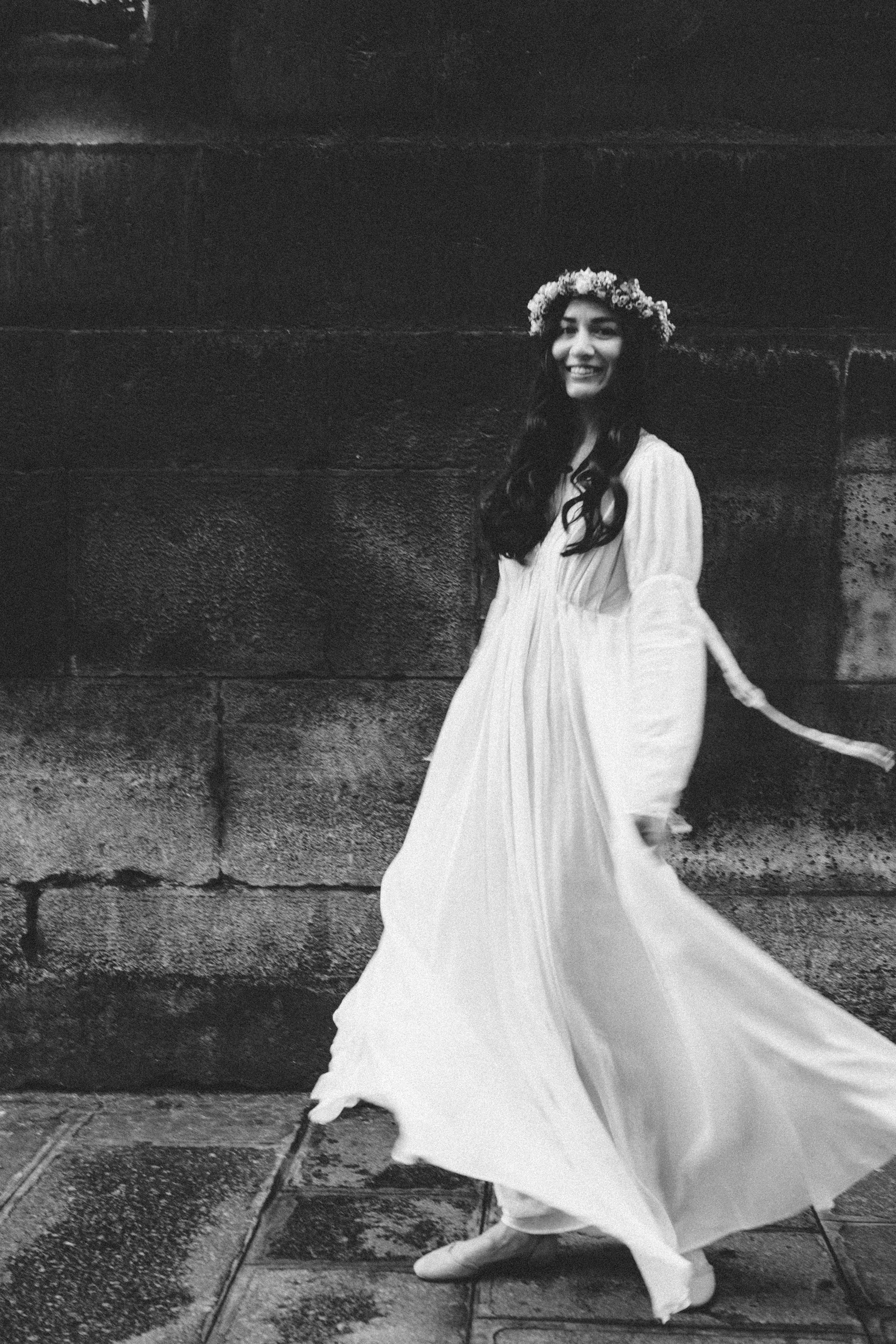 Evocative monochrome portrait of a woman in Paris, film noir black and white photography by Carla Coulson