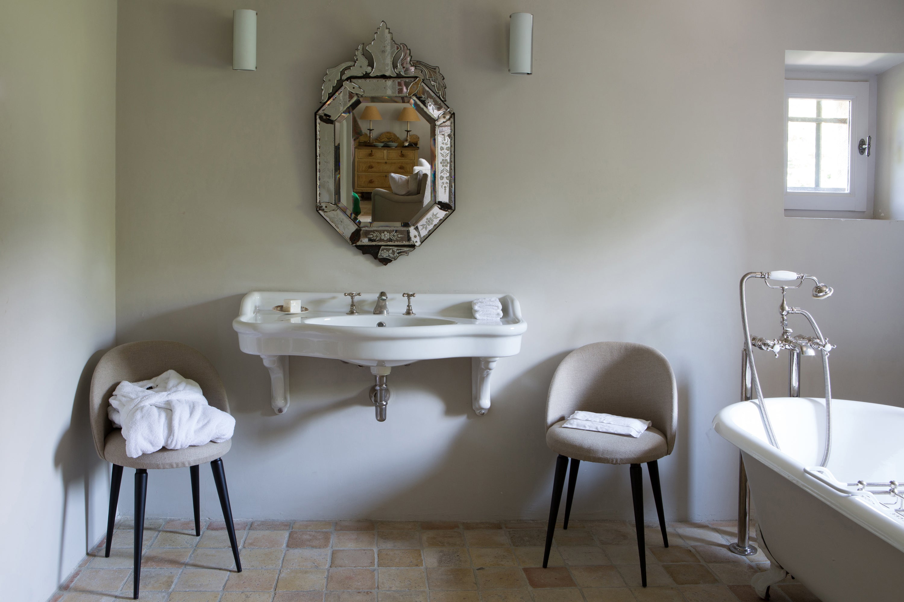 Boutique hotel bathroom, sunlit interior — lifestyle photography for luxury properties by Carla Coulson