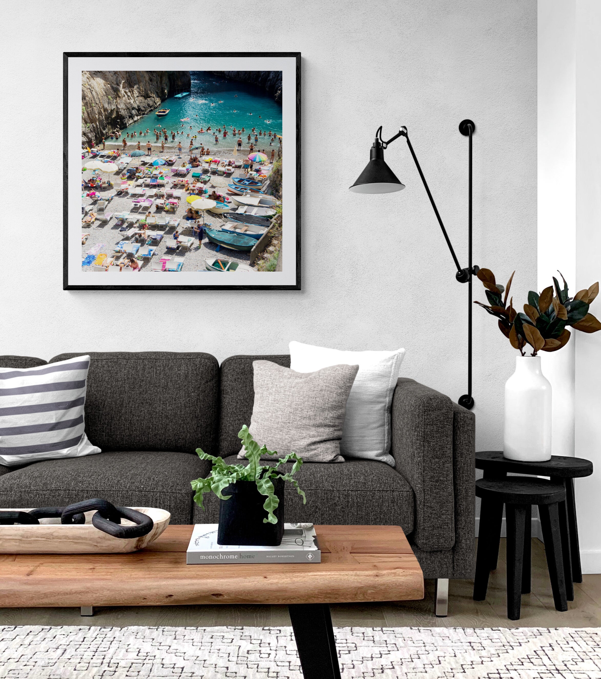 Furore Fjord Boats and Boys - Square