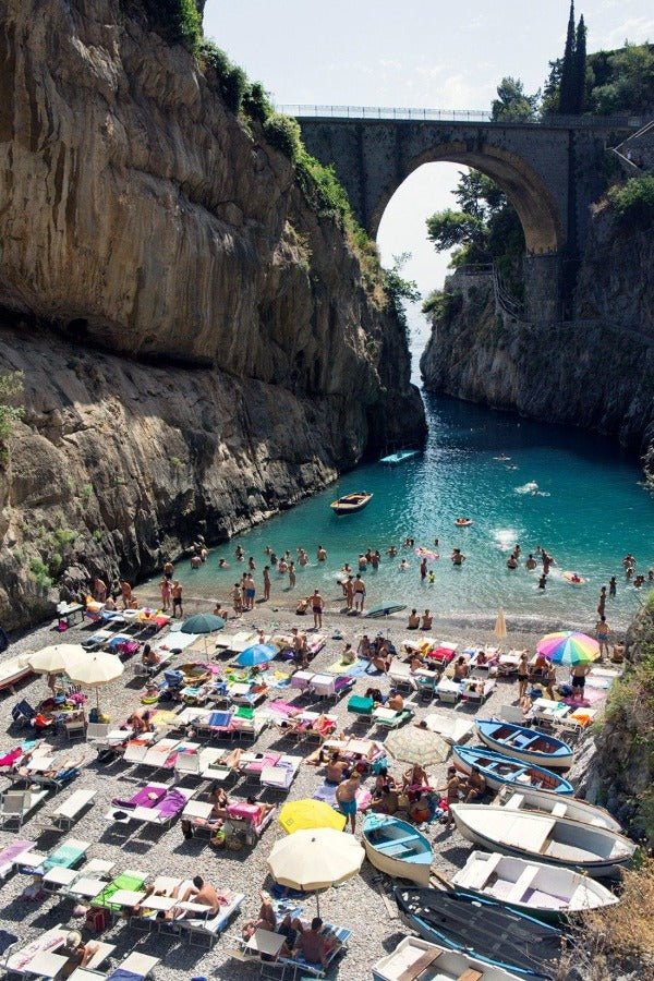 Furore Fjord Bridge and Boats - Carla Coulson Limited Edition Fine Art Print, travel photography, Italy, beaches, beach photography