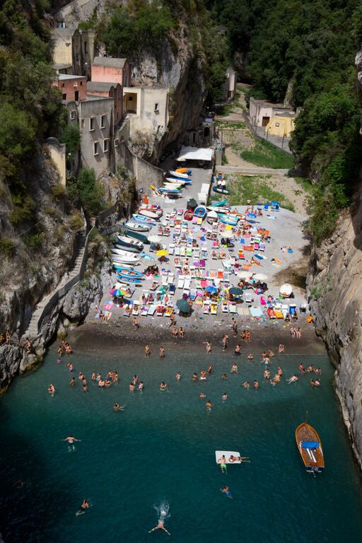 Furore Fjord with boats - Carla Coulson Limited Edition Fine Art Print, travel photography, Italy, beaches, beach photography