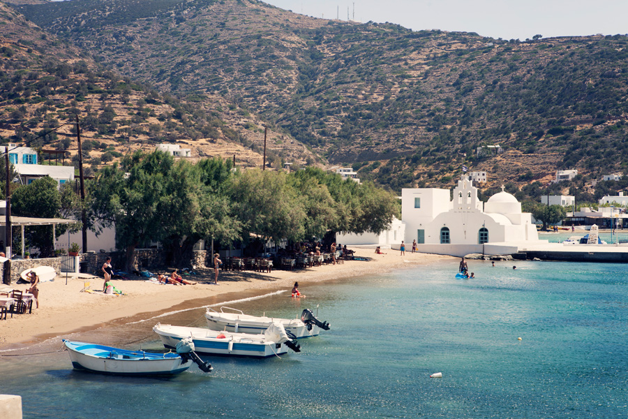 White greek church on Vathi beach sifnos photo by carla coulson 