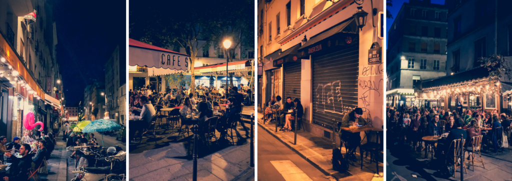 Parisian cafes at night