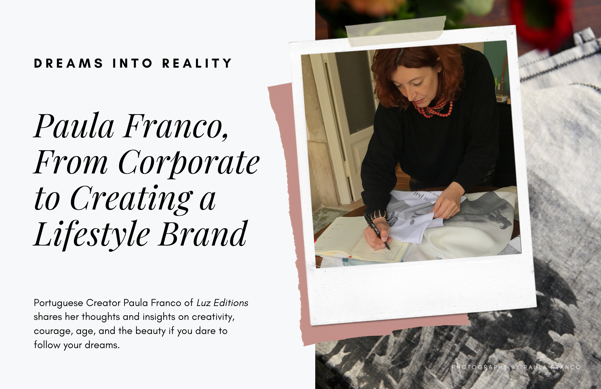 Paula Franco, lifestyle brand, luz editions